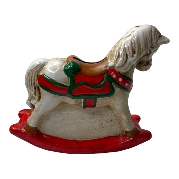 Vintage Porcelain Christmas Rocking Horse Bank - Picture 6 of 6